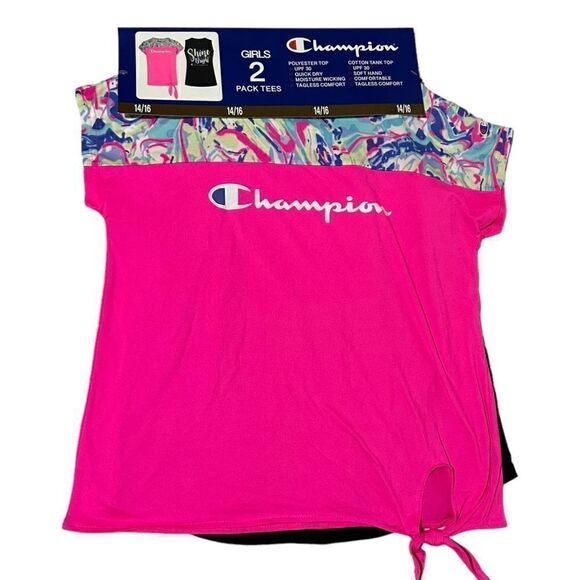 NWT Champion Girls 2-Pack Active Wear UPF 30 Moisture Wicking T-shirts Knockout - Picture 4 of 10